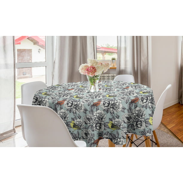 Vintage Tablecloth Floral Bird Print Table Cloth Cover Kitchen Dining Home Decor
